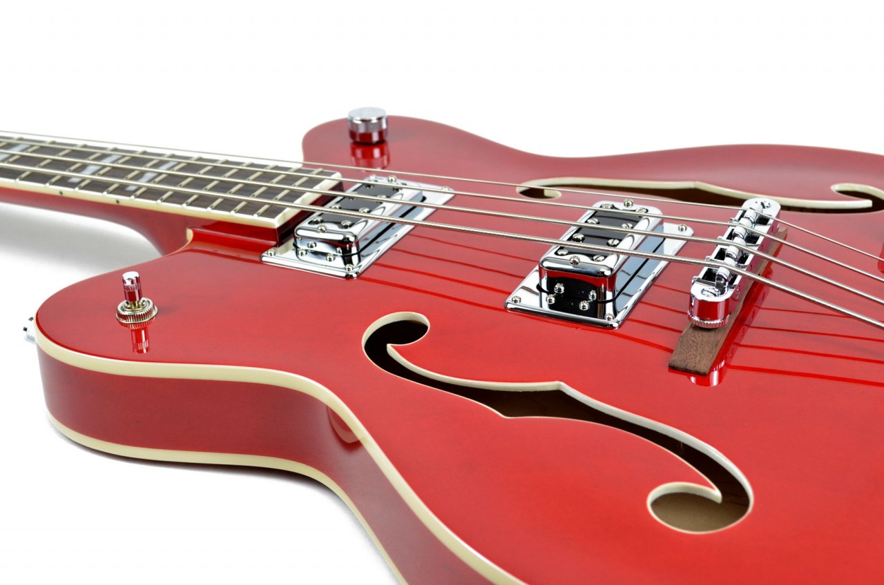 Gretsch G5442BDC Electromatic Hollow Body SS Bass, Trans Red FREE